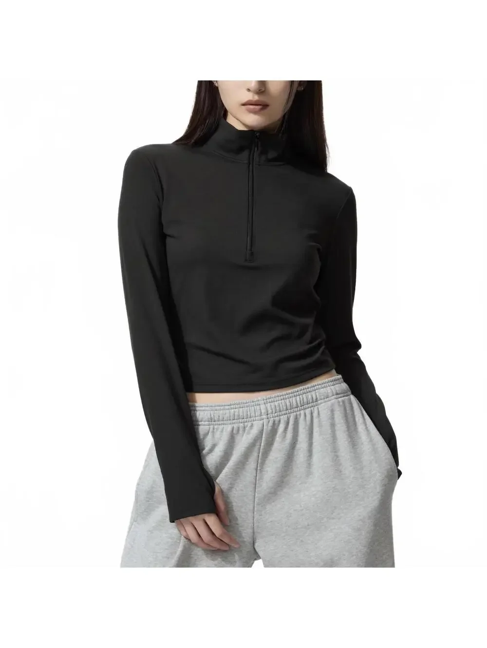 Uniqlo AIRism Soft Half-Zip T-Shirt NWT Black XXS